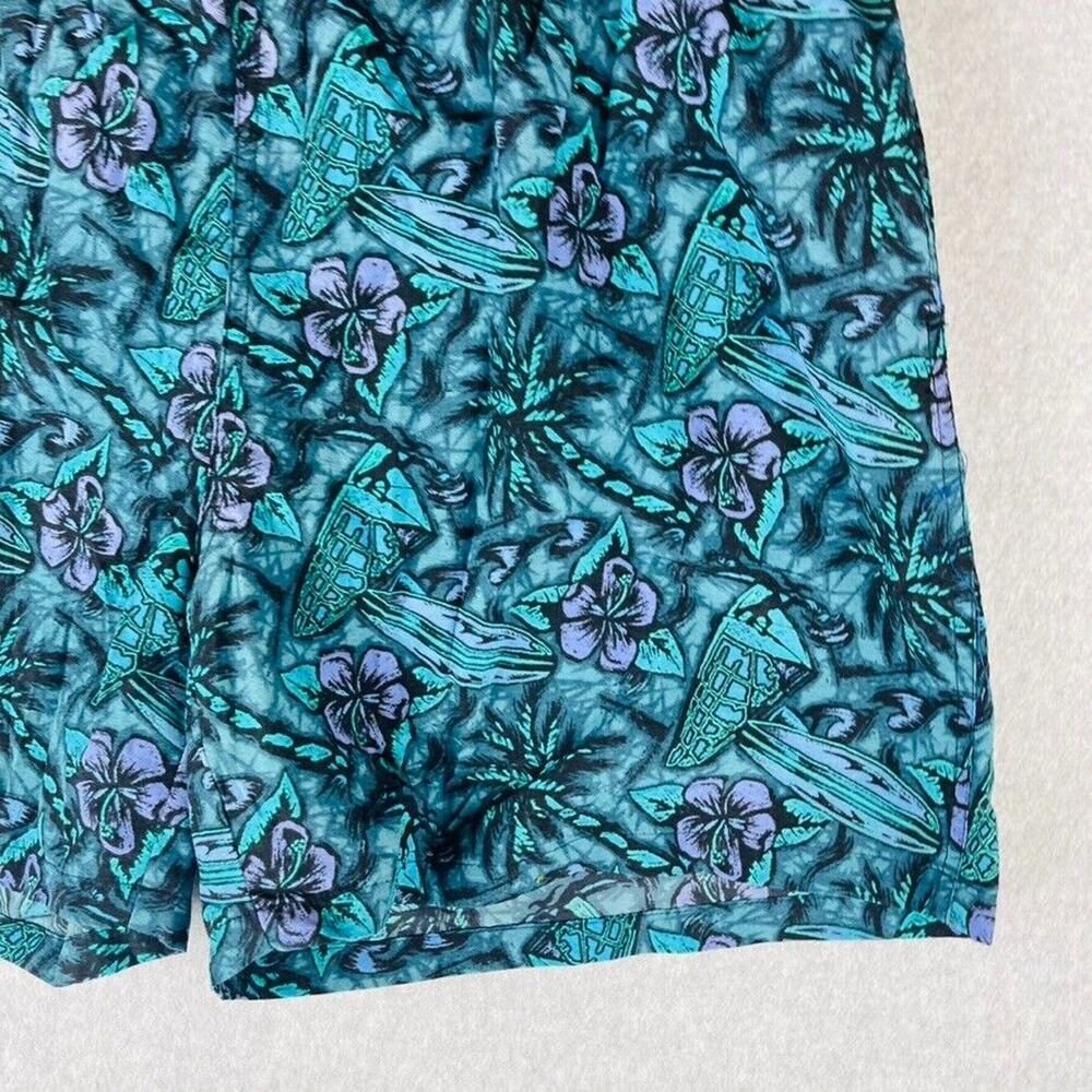 Croft & Barrow Mens Sz Medium Vintage Swim Trunks Lined Pockets Green Floral - Picture 3 of 8